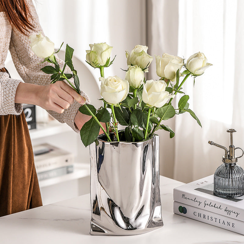 Modern Ceramic Electroplated Vase for Home Decor