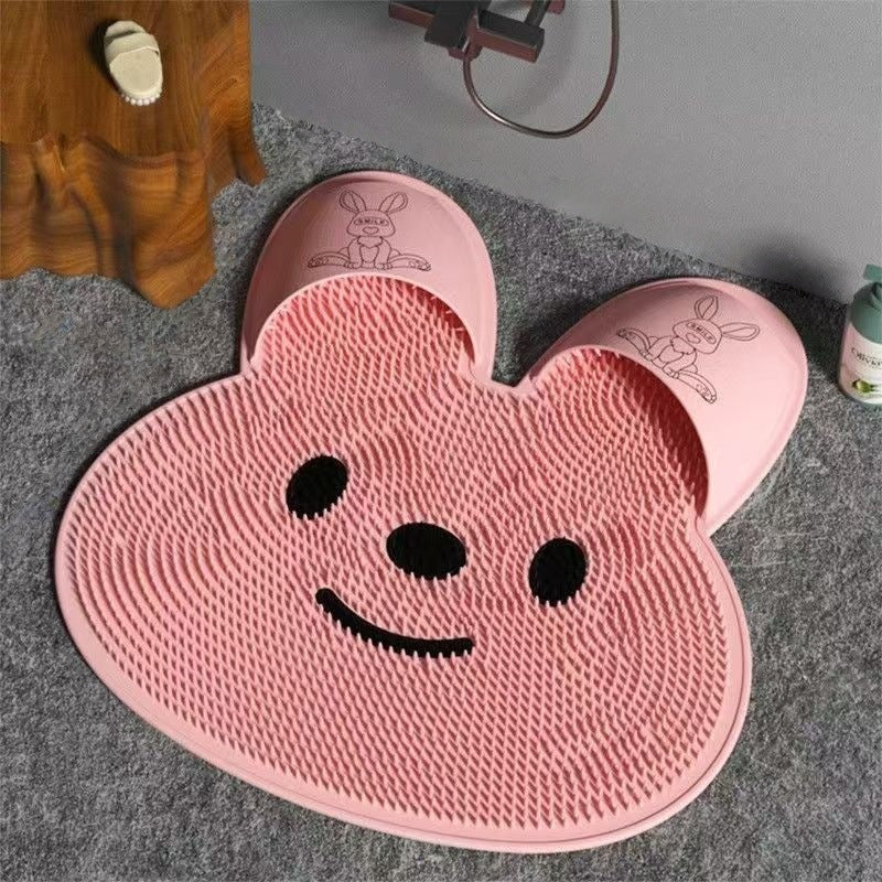 Foot Washing and Bathing Artifact, Lazy Foot Brushing Foot Massage Mat, Home Bathroom Non-Slip Foot Washing Mat with Suction Cup
